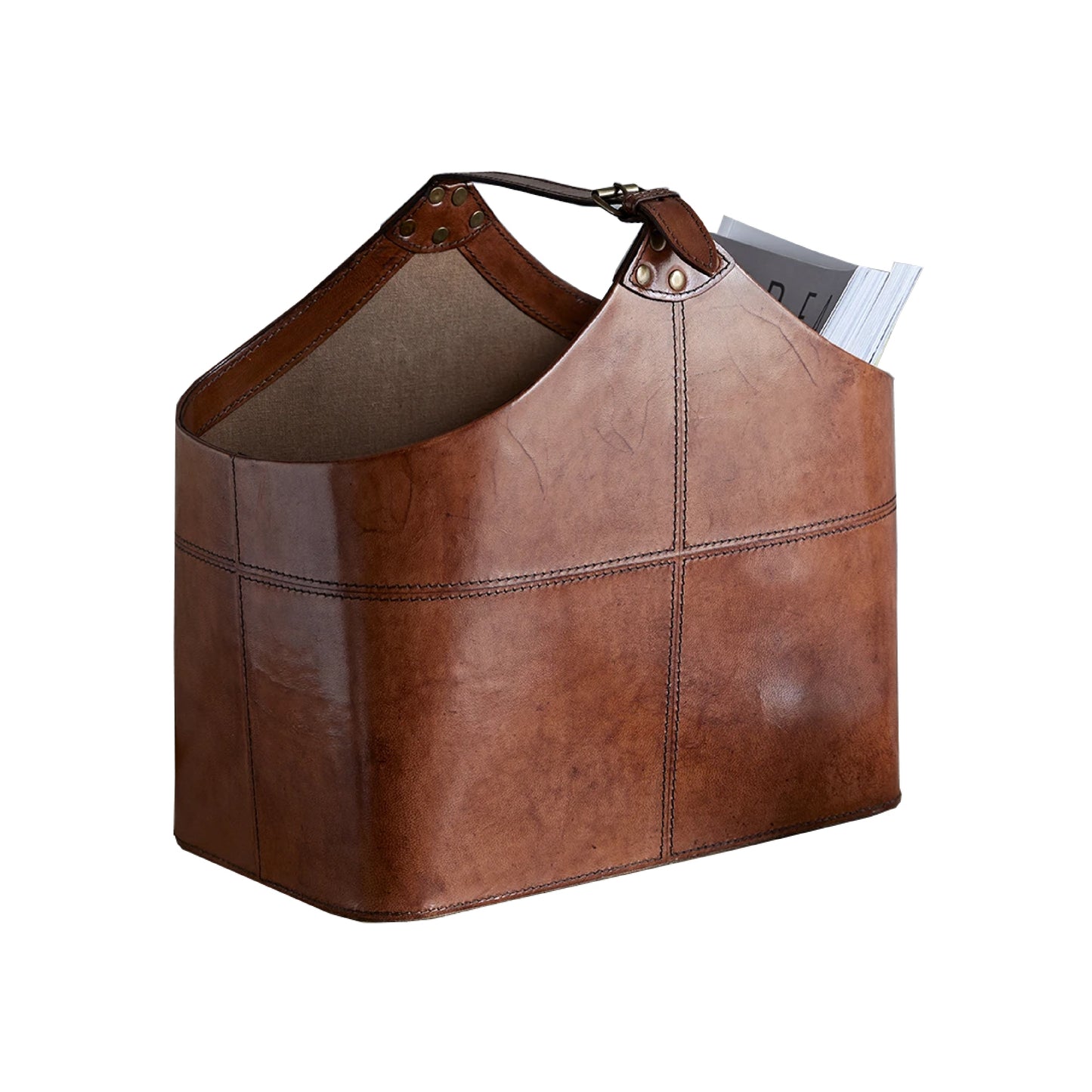 Leather Magazine Basket