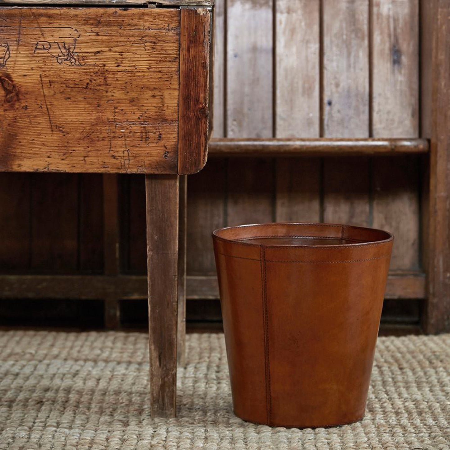 Leather Basket for Gift Paper Rolls