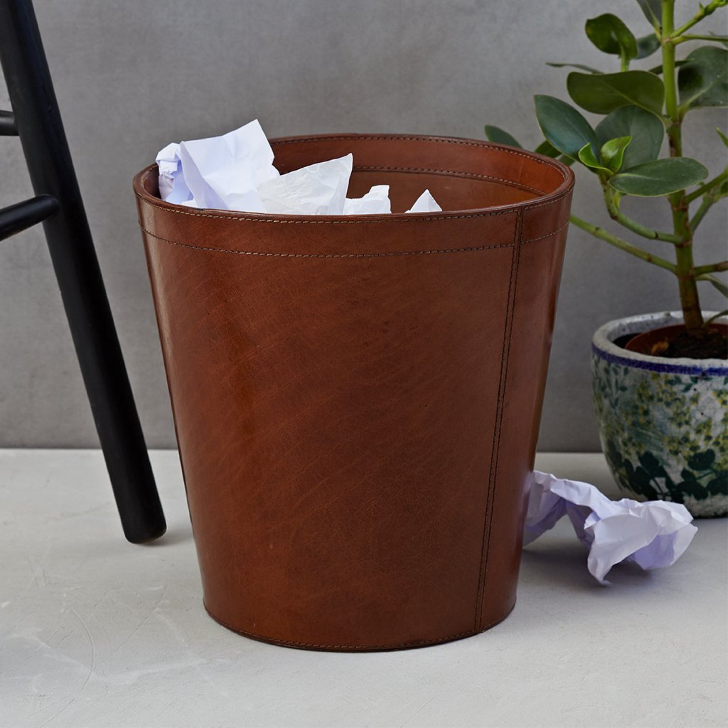 Leather Basket for Gift Paper Rolls