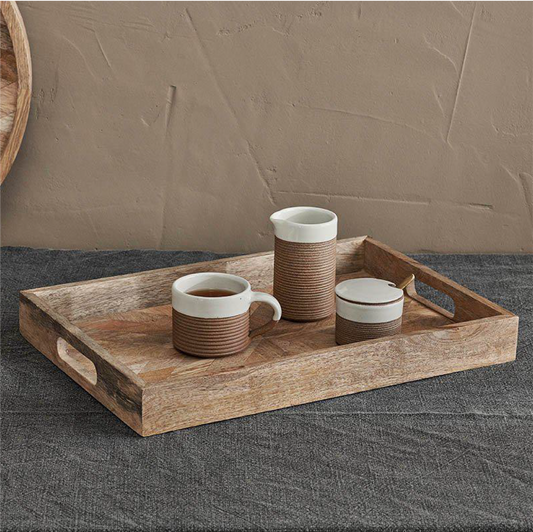 Wooden Rectangle Tray with pattern