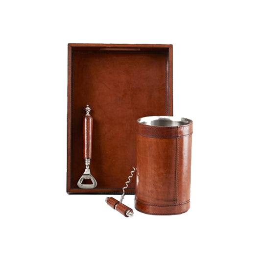 Leather Drinks Gift Set